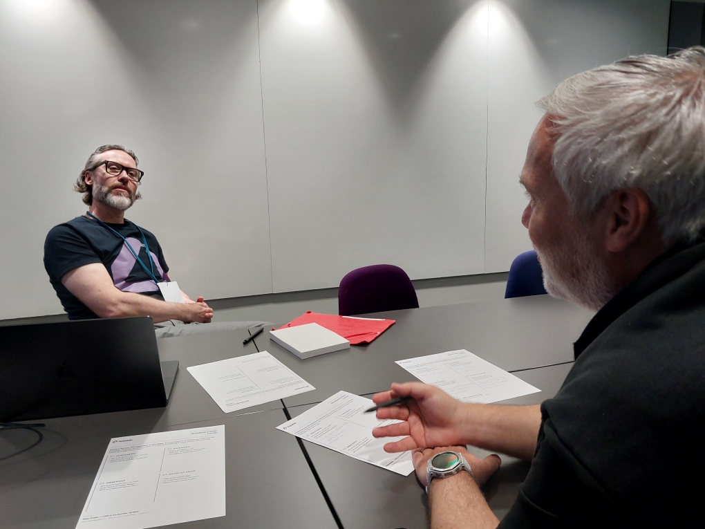 Allan Knabe and Jürgen Buchmann preparing for a clinic at APIOps Helsinki 2026    